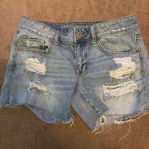 American Eagle Outfitters Blue Jean Shorts Distressed Style